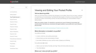 
                            5. Viewing and Editing Your Pocket Profile - Pocket Support