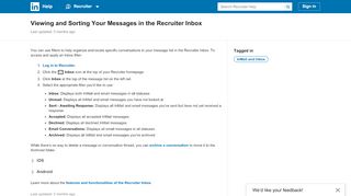 
                            13. Viewing and Sorting Your Messages in the Recruiter Inbox - LinkedIn