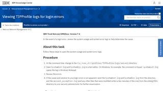 
                            8. Viewing TIPProfile logs for login errors - IBM