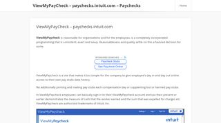 
                            12. ViewMyPayCheck – paychecks.intuit.com – Paychecks – Intuit ...