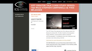 
                            13. VIFF Creator Talk | Case Study Series: The Mule Stephen Campanelli ...