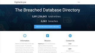 
                            12. Vigilante.pw ‐ The Breached Database Directory