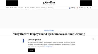 
                            5. Vijay Hazare Trophy round-up: Mumbai continue winning run, Yuvraj ...