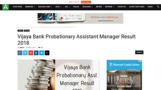 
                            12. Vijaya Bank Probationary Assistant Manager Result ... - AglaSem Career