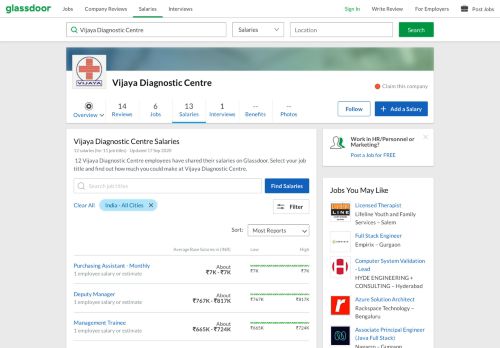 
                            9. Vijaya Diagnostic Centre Salaries | Glassdoor.co.in