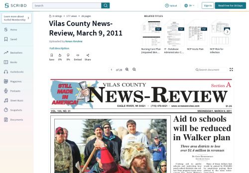 
                            6. Vilas County News-Review, March 9, 2011 | Scott Walker (Politician ...