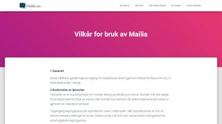 
                            7. Vilkår for bruk av Mailia – Mailia