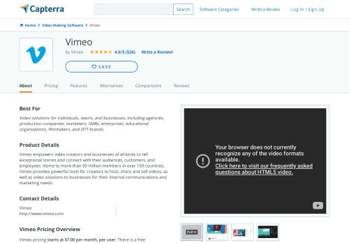 
                            12. Vimeo Pro Reviews and Pricing - 2019 - Capterra