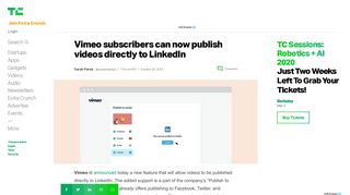 
                            8. Vimeo subscribers can now publish videos directly to LinkedIn ...