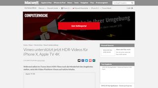 
                            10. Vimeo unterstützt jetzt HDR-Videos für iPhone X, Apple TV 4K - Macwelt