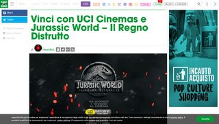 
                            10. Vinci con UCI Cinemas e Jurassic World – Il Regno Distrutto #LegaNerd