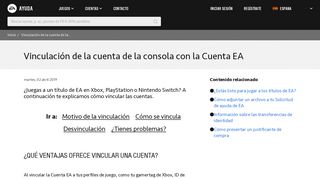 
                            2. Vinculación de la cuenta de la consola con la Cuenta EA - EA Help