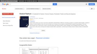 
                            13. Violent Python: A Cookbook for Hackers, Forensic Analysts, ...