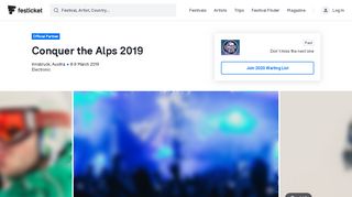 
                            10. VIP Kick-Off Concert Ticket | Friday, Conquer the Alps 2019 - Festicket
