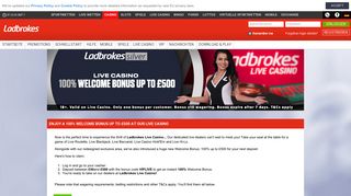 
                            8. VIP - Live Casino Welcome Bonus - Ladbrokes Casino