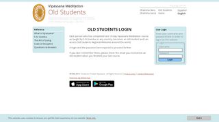 
                            5. Vipassana Meditation: OLD STUDENTS website