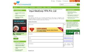 
                            3. Vipul MedCorp TPA Pvt. Ltd. - Contact Details - Medimanage