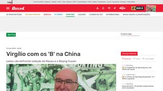 
                            8. Virgílio com os 'B' na China - Sporting - Jornal Record