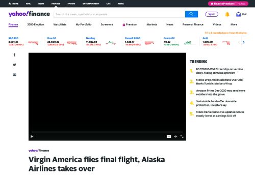 
                            10. Virgin America flies final flight - Yahoo Finance