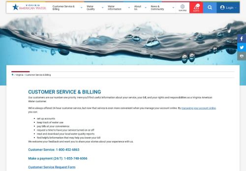 
                            3. Virginia > Customer Service & Billing - American Water