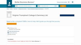 
                            13. Virginia Triumphant College & Seminary Ltd. | Complaints | Better ...