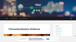 
                            13. Virtuaalimatkailua Afrikassa – MSL