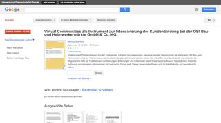 
                            12. Virtual Communities als Instrument zur Intensivierung der ... - Google Books-Ergebnisseite