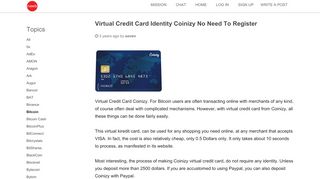 
                            5. Virtual Credit Card Identity Coinizy No Need To Register • ...