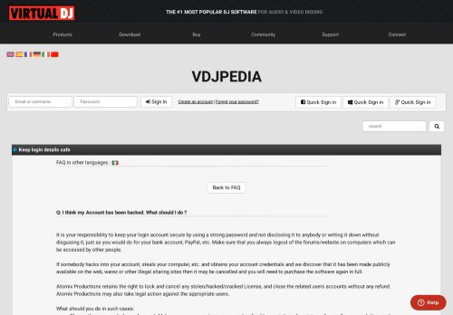 
                            5. VIRTUAL DJ SOFTWARE - VDJPedia - Keep login details safe