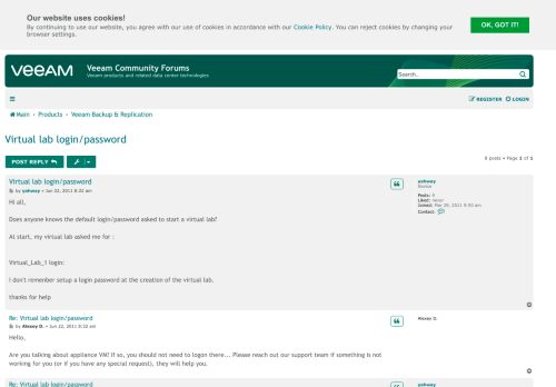 
                            5. Virtual lab login/password - Veeam Community Forums