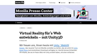 
                            10. Virtual Reality für's Web entwickeln – mit Unity3D – Mozilla Presse ...