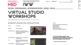 
                            9. Virtual Studio Workshops - Wissenschaftliche Weiterbildung