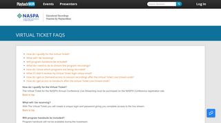 
                            6. Virtual Ticket FAQs : NASPA Annual Conference Recordings | Virtual ...