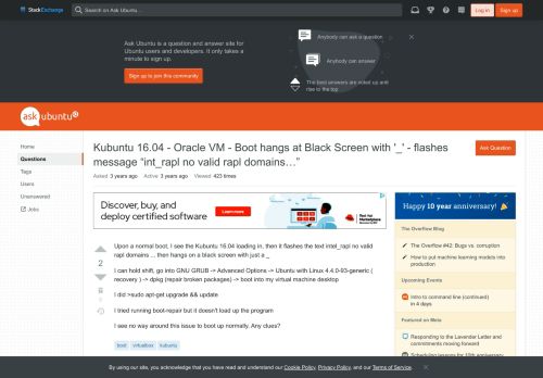 
                            13. virtualbox - Kubuntu 16.04 - Oracle VM - Boot hangs at Black Screen ...