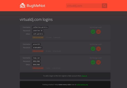 
                            5. virtualdj.com passwords - BugMeNot