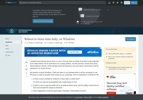 
                            2. virtualization - Reboot to clean state daily, on Windows ...