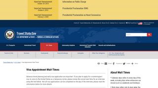 
                            10. Visa Appointment Wait Times - Bureau of Consular Affairs - US ...