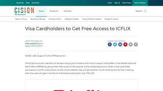 
                            7. Visa Cardholders to Get Free Access to ICFLIX - PR Newswire