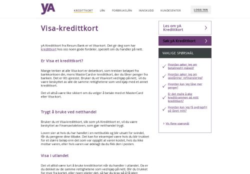 
                            7. Visa-kredittkort fra yA Bank