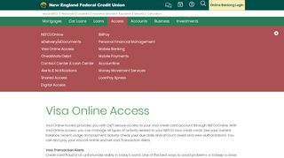 
                            9. Visa Online Access - New England Federal Credit Union - NEFCU
