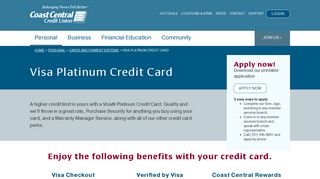 
                            11. Visa Platinum Credit Card - Coast Central Credit Union