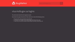 
                            11. visa.mofa.gov.sa logins - BugMeNot