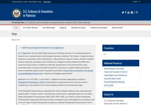 
                            2. Visas | U.S. Embassy & Consulates in Pakistan