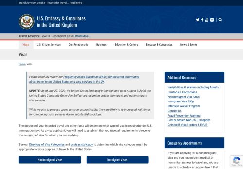 
                            2. Visas - U.S. Embassy in London