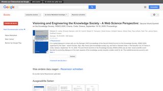 
                            13. Visioning and Engineering the Knowledge Society - A Web Science ... - Google Books-Ergebnisseite