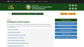 
                            3. Visitation Information - California Department of Corrections and ...