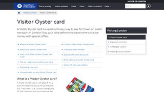 
                            3. Visitor Oyster card - Transport for London