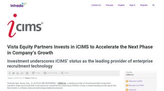 
                            11. Vista Equity Partners Invests in iCIMS to Accelerate the Next Phase in ...