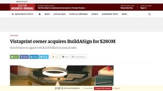 
                            7. Vistaprint owner acquires BuildASign for $280M - Boston Business ...