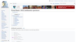 
                            6. Visual Basic .NET/Arithmetic operators - Wikibooks, open books for an ...